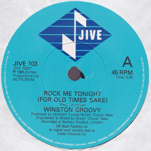 Winston Groovy : Rock Me Tonight (For Old Times Sake) (7")