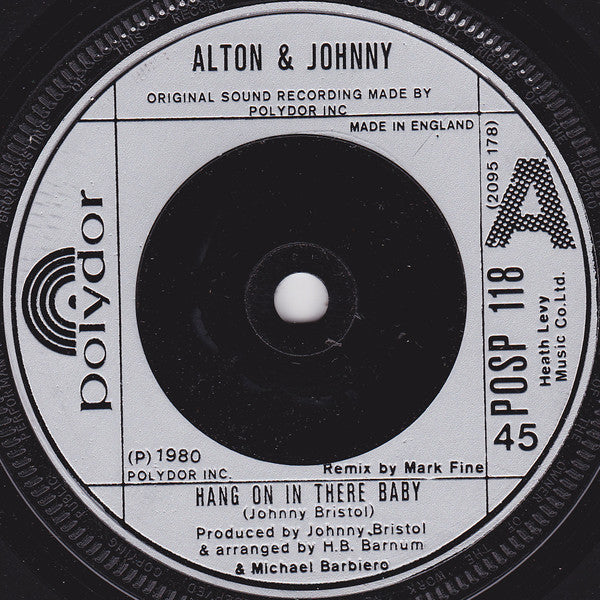 Alton McClain & Johnny Bristol : Hang On In There Baby (7")