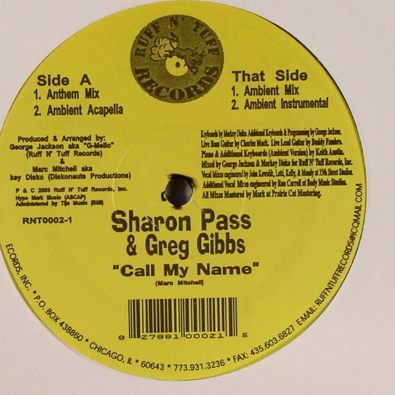 Sharon Pass & Greg Gibbs : Call My Name (12")