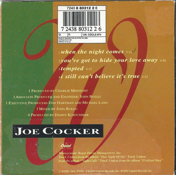 Joe Cocker : When The Night Comes (CD, Single)