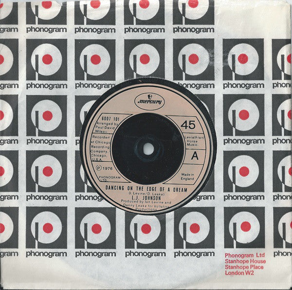 L.J. Johnson : Dancing On The Edge Of A Dream (7", Single)