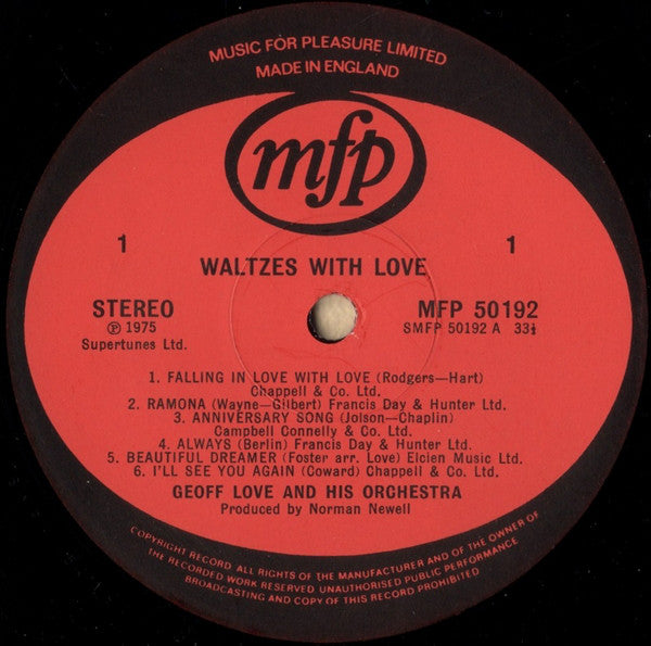 Geoff Love & His Orchestra : Waltzes With Love (LP)