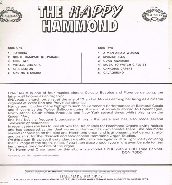 Ena Baga : The Happy Hammond (LP, Album)