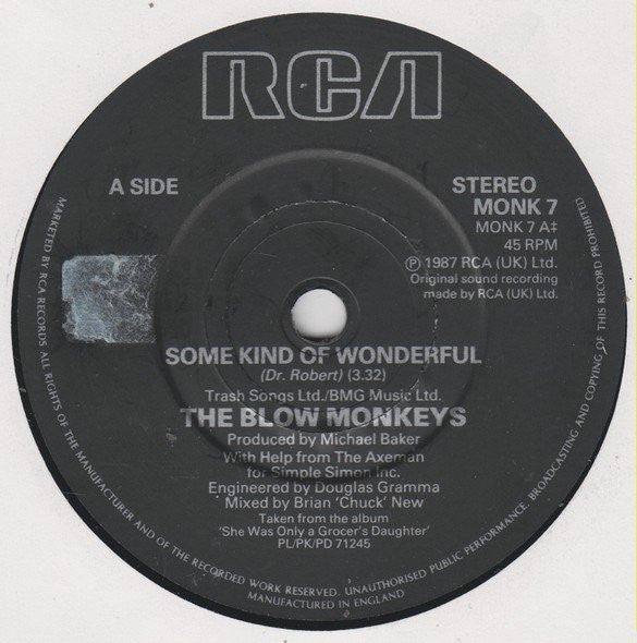 The Blow Monkeys : Some Kind Of Wonderful (7", Single)