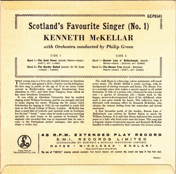 Kenneth McKellar : Scotland's Favourite Singer (No. 1) (7", EP)
