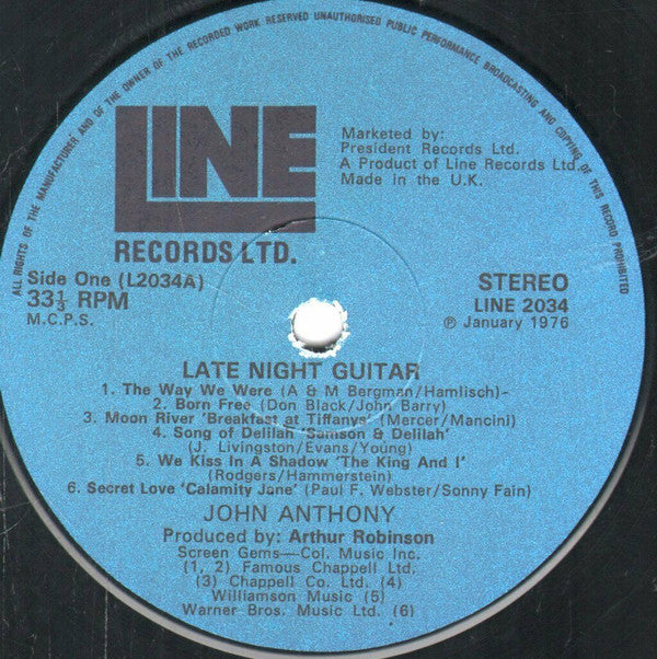 John Anthony (7) : Late Night Guitar (LP)
