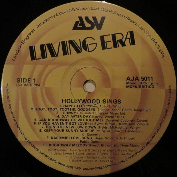 Various : Hollywood Sings (LP, Comp, Mono)
