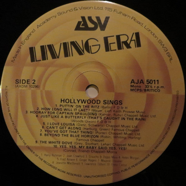Various : Hollywood Sings (LP, Comp, Mono)