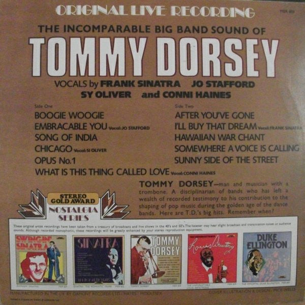 Tommy Dorsey : The Incomparable Big Band Sound Of Tommy Dorsey And His Orchestra (LP, Comp, Mono)