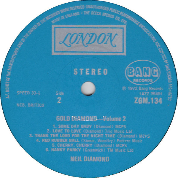 Neil Diamond : Gold Diamond Volume 2 (LP, Comp)