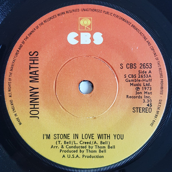 Johnny Mathis : I'm Stone In Love With You (7", Single, Sol)