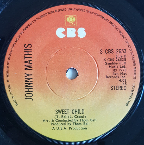Johnny Mathis : I'm Stone In Love With You (7", Single, Sol)
