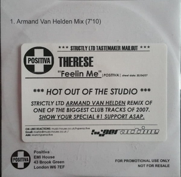 Therese : Feelin' Me (CDr, Single, Promo)