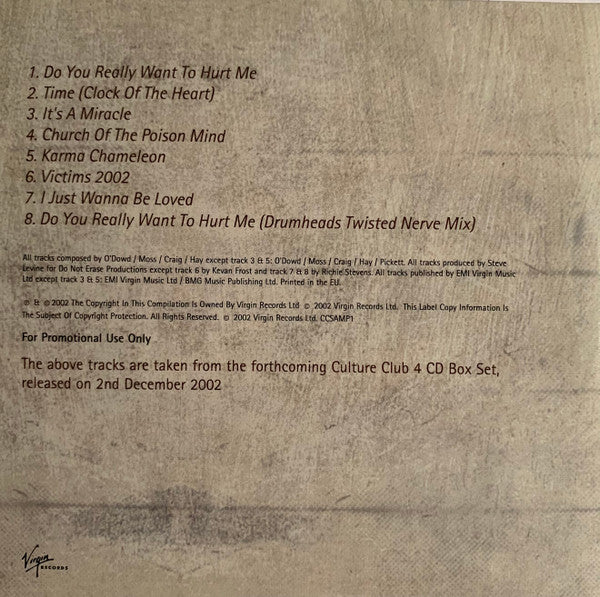 Culture Club : Sampler (CD, Promo, Smplr)