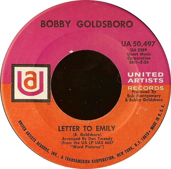 Bobby Goldsboro : Glad She's A Woman / Letter To Emily (7", Single, Sou)