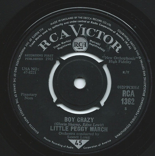 Peggy March : Hello Heartache, Goodbye Love / Boy Crazy (7")