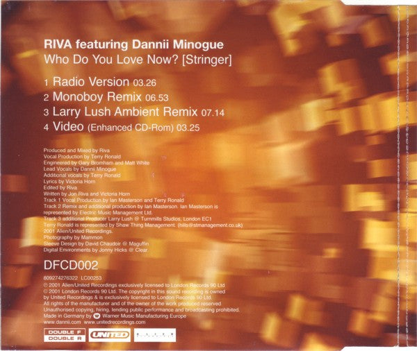 Riva Featuring Dannii Minogue : Who Do You Love Now? (Stringer) (CD, Single, Enh)