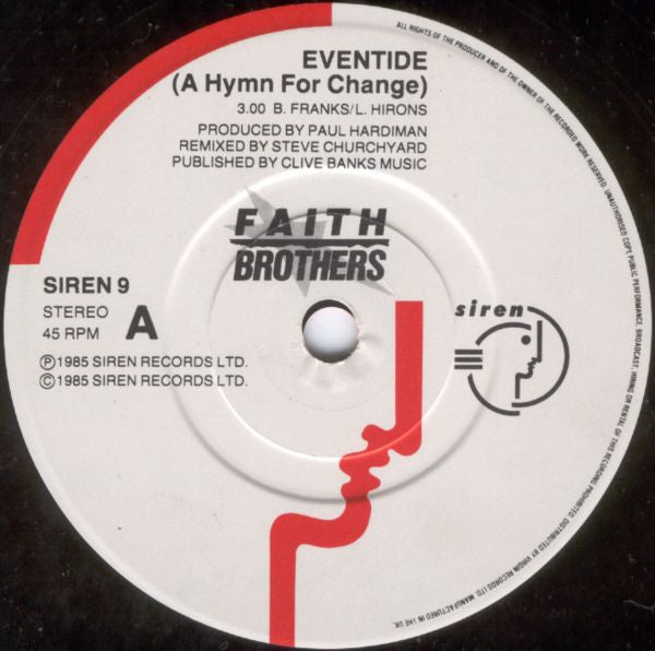 Faith Brothers : Eventide (A Hymn For Change) (7", Single)
