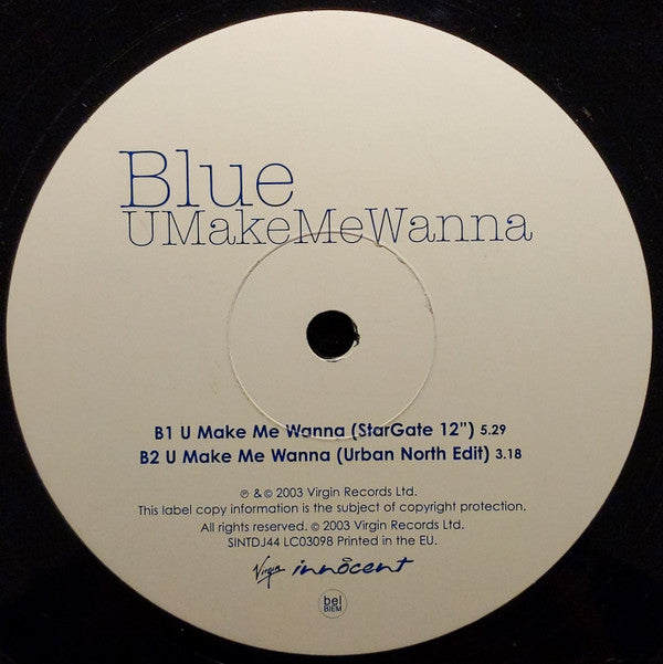 Blue (5) : U Make Me Wanna (12", Promo)