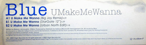 Blue (5) : U Make Me Wanna (12", Promo)