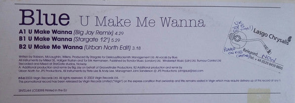 Blue (5) : U Make Me Wanna (12", Promo)