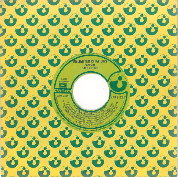 Café Crème : Unlimited Citations (7", Single)