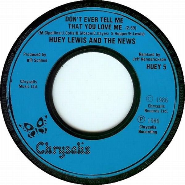 Huey Lewis & The News : Stuck With You (7", Single, Blu)