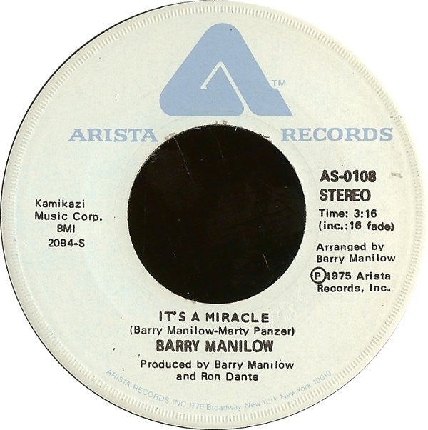Barry Manilow : It's A Miracle (7", Single)