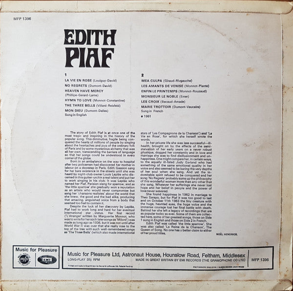 Edith Piaf : Edith Piaf (LP, Comp)