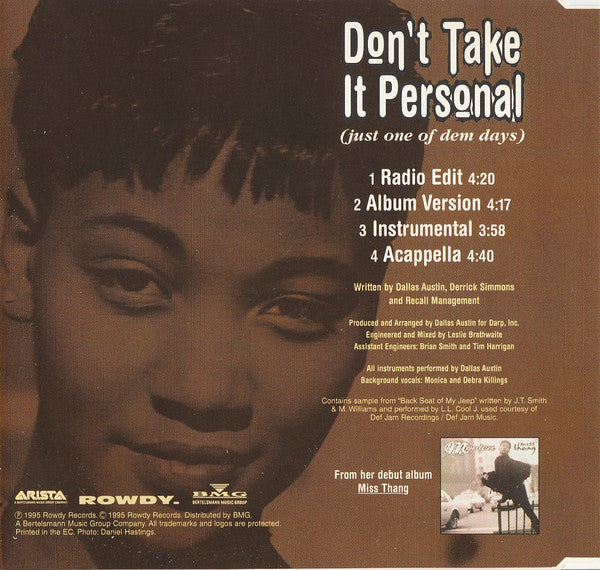 Monica : Don't Take It Personal (Just One Of Dem Days) (CD, Single)
