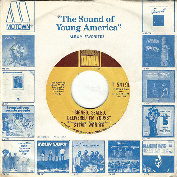 Stevie Wonder : Signed, Sealed, Delivered I'm Yours / I'm More Than Happy (7", Single)