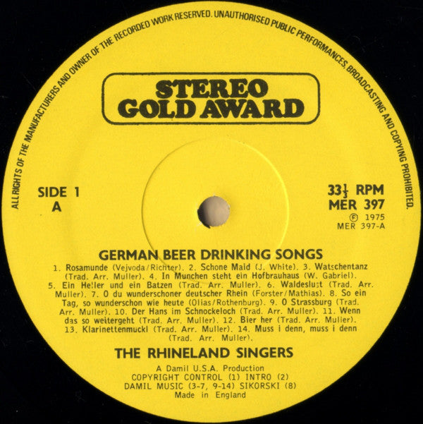 Die Karl Ehrlich Band : German Beer Drinking Songs (LP, Album)