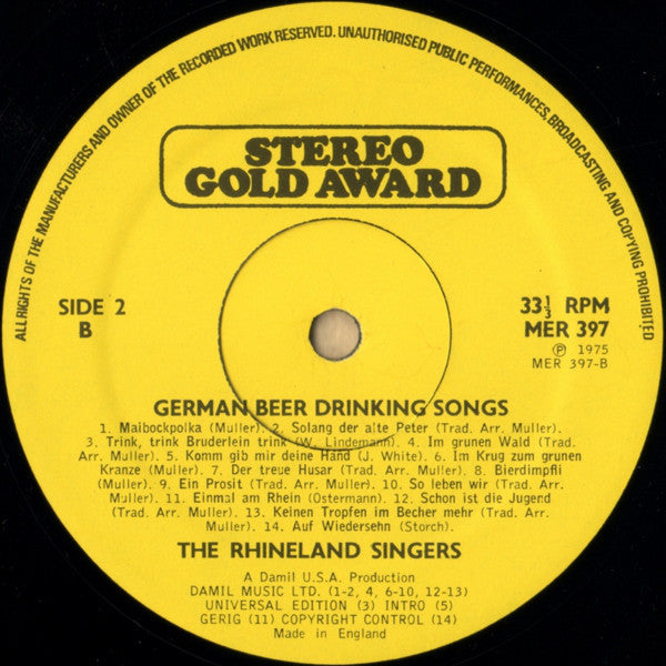 Die Karl Ehrlich Band : German Beer Drinking Songs (LP, Album)