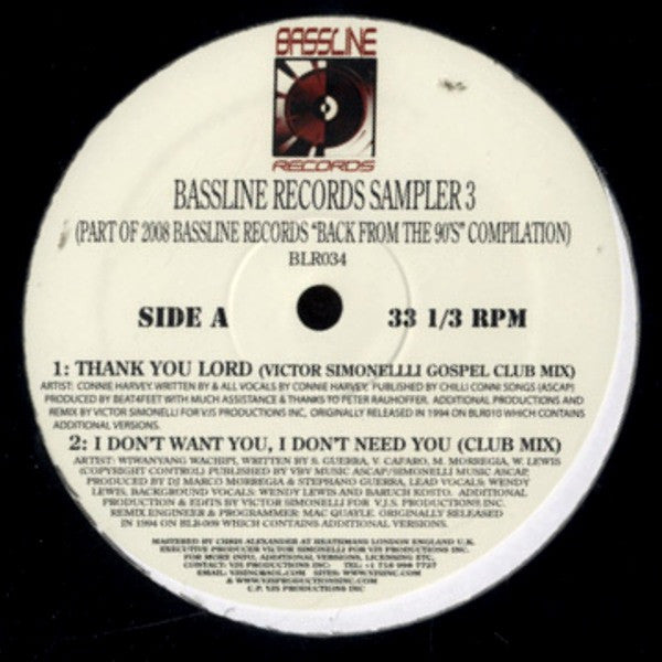Various : Bassline Records Sampler 3 (12", Smplr)