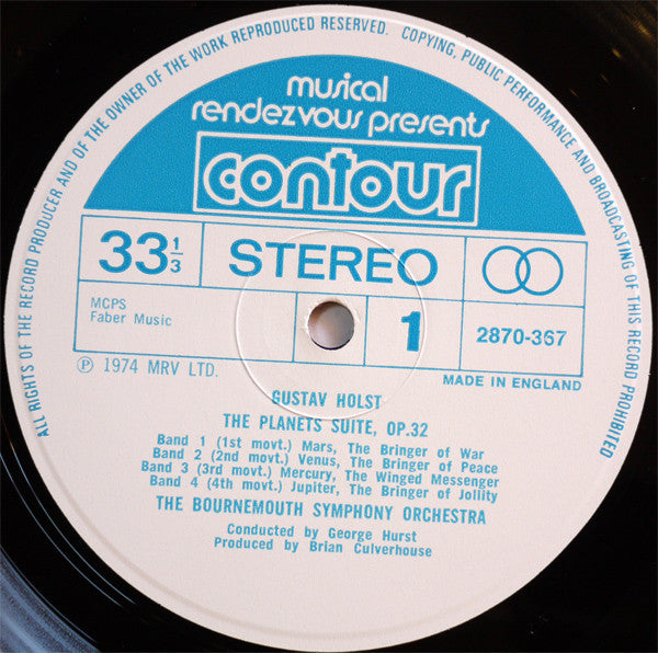 Gustav Holst, Bournemouth Symphony Orchestra Conducted By George Hurst : The Planets Suite, Op. 32 (LP)