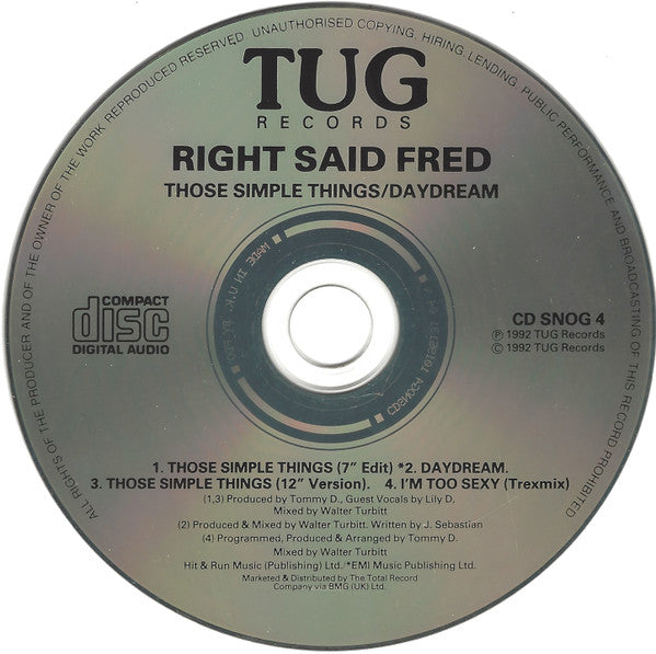 Right Said Fred : Those Simple Things / Daydream (CD, Single)