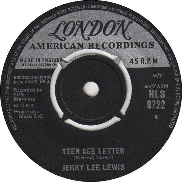 Jerry Lee Lewis : Teen Age Letter (7", Single)