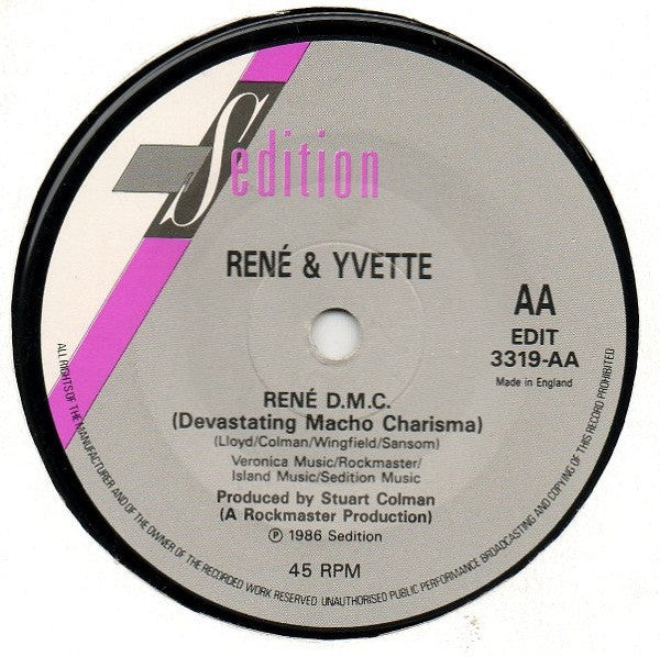 René & Yvette : Je T'Aime (Allo Allo) / Rene D.M.C. (Devastating Macho Charisma) (7", Single)
