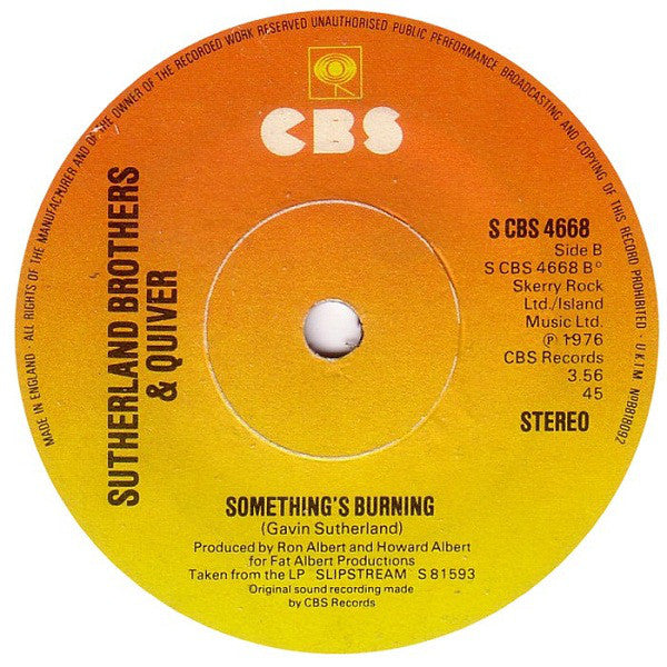 Sutherland Brothers & Quiver : Secrets (7", Single, Sol)