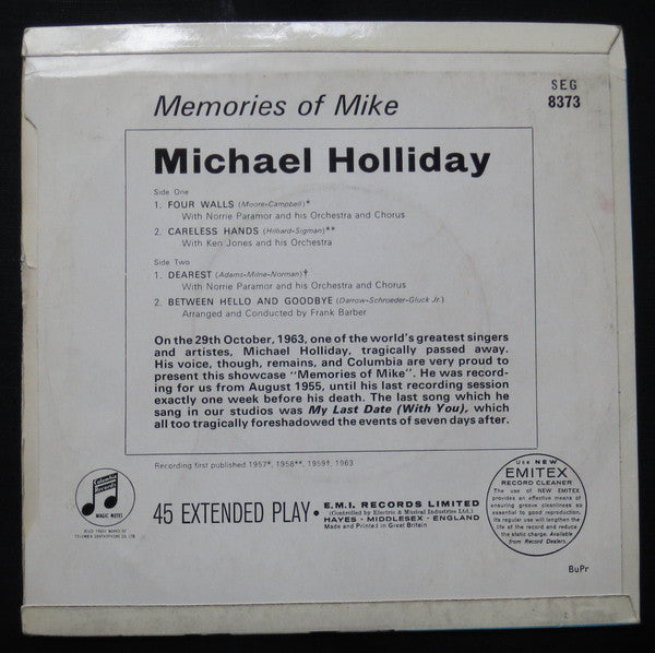 Michael Holliday : Memories Of Mike (7", EP)