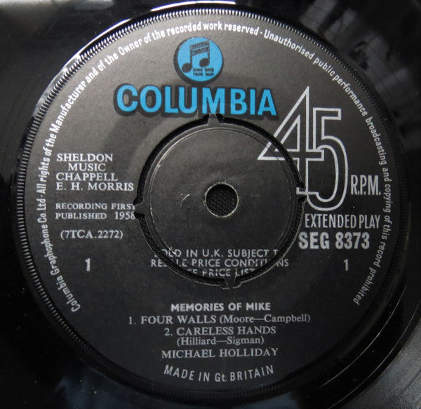 Michael Holliday : Memories Of Mike (7", EP)