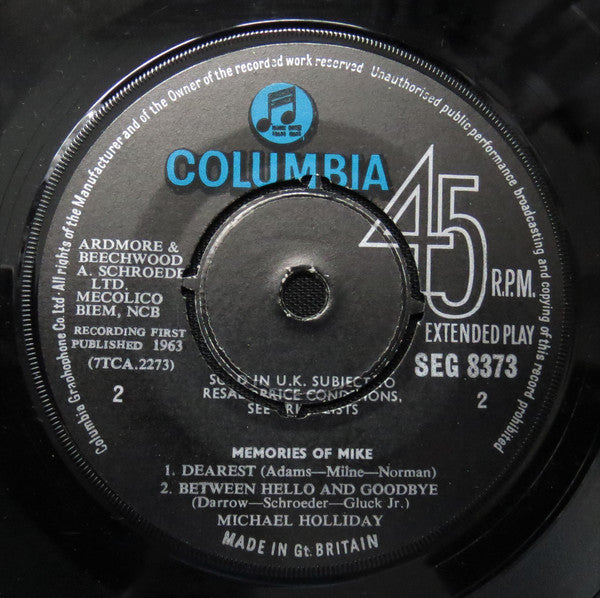Michael Holliday : Memories Of Mike (7", EP)
