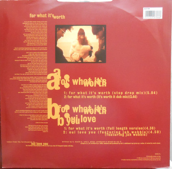 Oui 3 : For What It's Worth (12", Single)