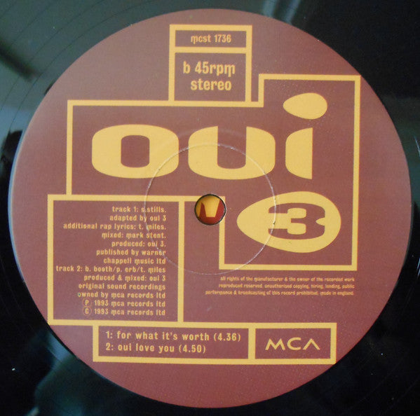 Oui 3 : For What It's Worth (12", Single)