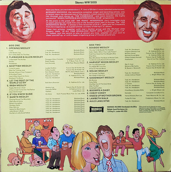 Bernard Manning & Joe "Mr Piano" Henderson : 40 All Time Singalong Party Hits (LP)