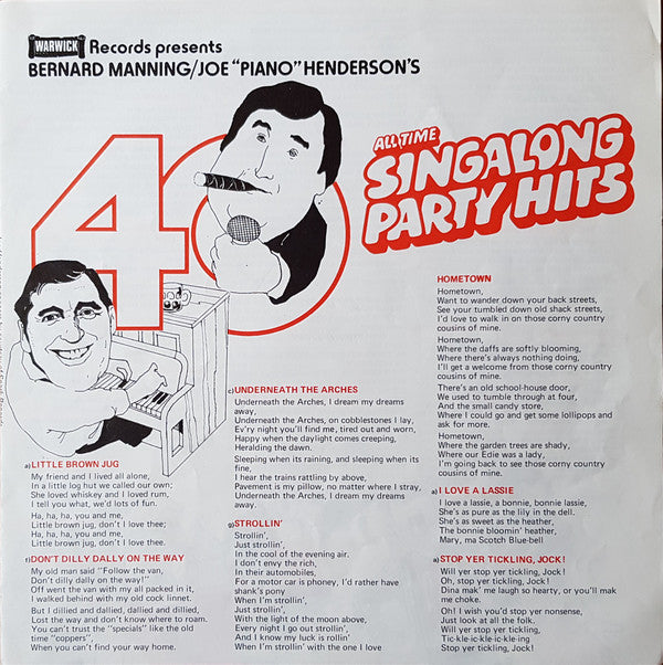 Bernard Manning & Joe "Mr Piano" Henderson : 40 All Time Singalong Party Hits (LP)