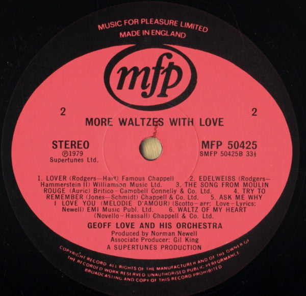 Geoff Love & His Orchestra : More Waltzes With Love (LP)