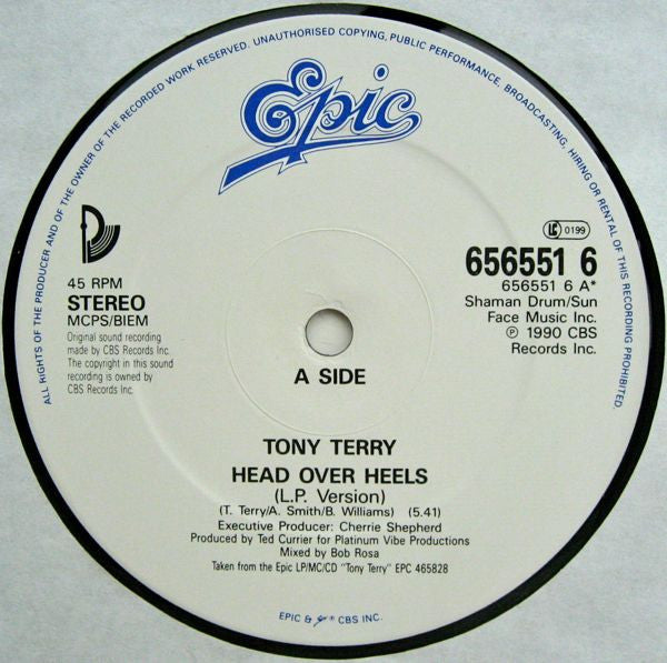 Tony Terry : Head Over Heels (12", Single)