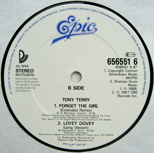 Tony Terry : Head Over Heels (12", Single)