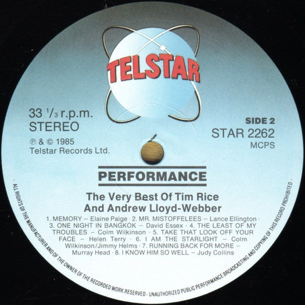 Andrew Lloyd Webber And Tim Rice Featuring Elaine Paige, David Essex, Murray Head, Philharmonia Orchestra : Performance (The Very Best Of Tim Rice & Andrew Lloyd Webber) (LP, Comp)